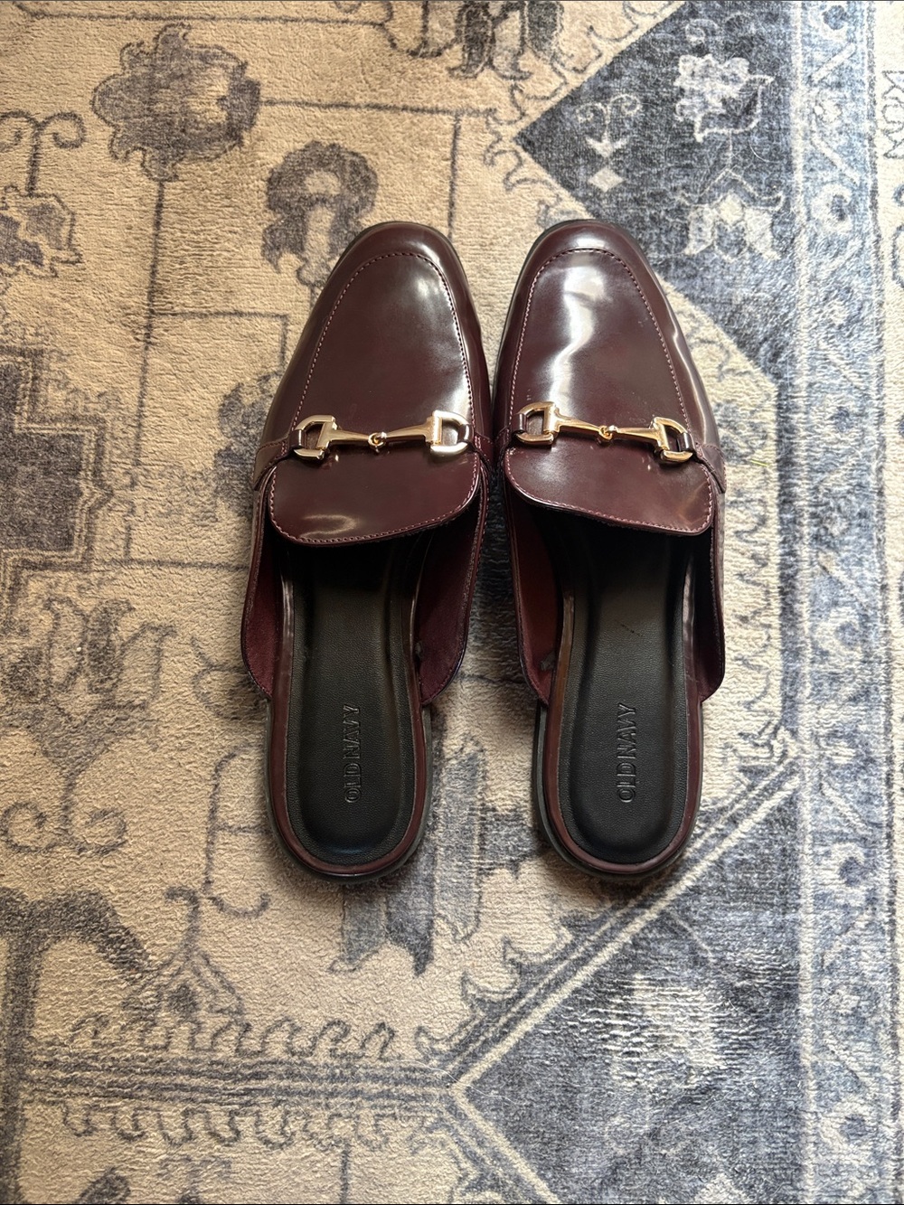 Old navy women’s Burgundy Slip-On Loafers with Gold Bit